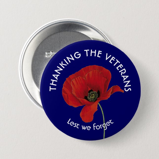 Erinnerung | Tag der Verhaftung | VETERANER | Mohn Button (Vorne & Hinten)