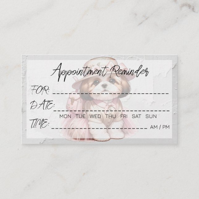 Erinnerung von Tierärzten ernennen Visitenkarte (Rückseite)