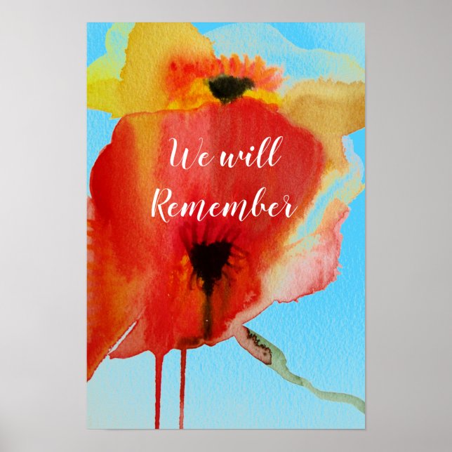 Erinnerung, wir werden uns an Red Poppies erinnern Poster (Vorne)