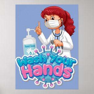 Erinnerung zum Händewaschen in der Schule Poster