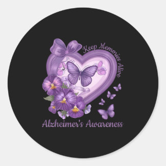 Erinnerungen Alive Heimers Awareness Lila Ribbo be Runder Aufkleber