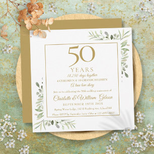 Erinnerungen an den 50. Hochzeitstag Greenery Squa Einladung