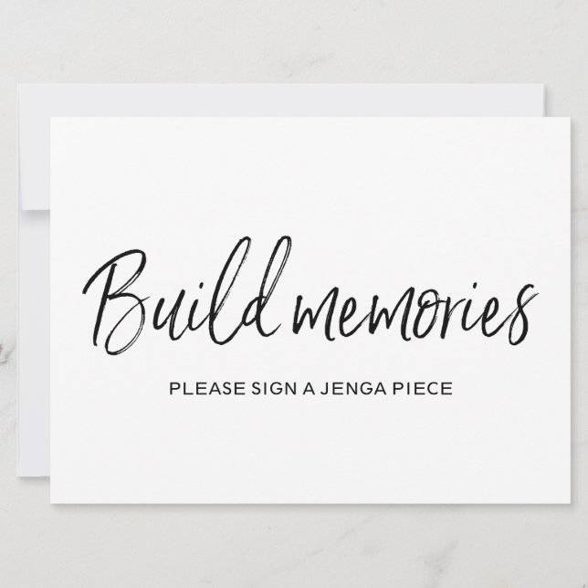 "Erinnerungen bauen" Jenga Wedding Sign | Stilvoll Einladung