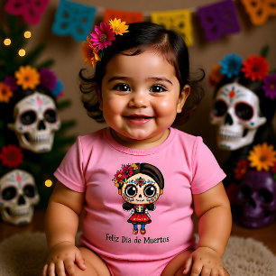 🌹Erinnerungen blühen: Dia de Muertos Hommage Baby Strampler