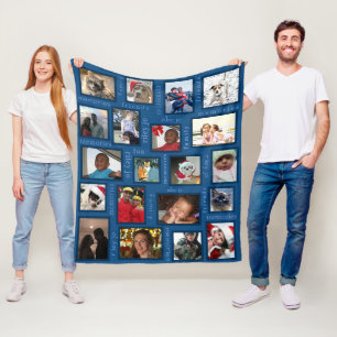 Erinnerungen Classic Blue Your 20 Foto Collage Fleecedecke