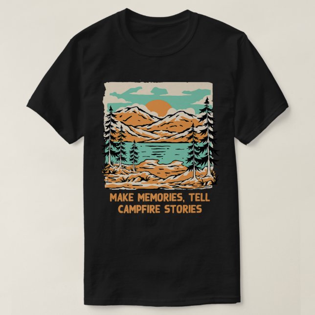 Erinnerungen erzählen Campfeuergeschichten Camping T-Shirt (Design vorne)
