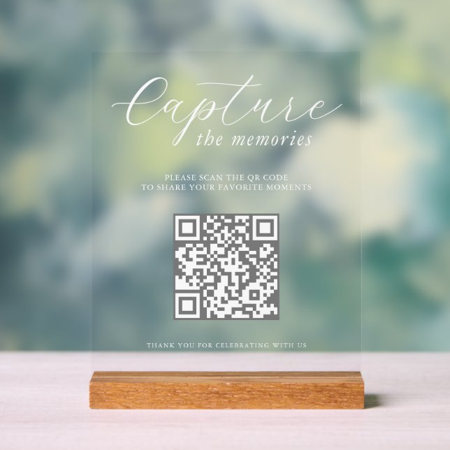 Erinnerungen Festhalten Hochzeitsfoto-QR-Code Acrylschild (Neutral)