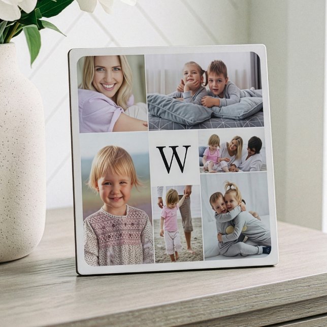 Erinnerungen FotoCollage & Monogram Fotoplatte (Family Photo Collage Keepsake Monogram Plaque)
