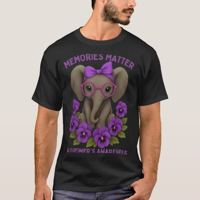 Erinnerungen Heimer's Awareness Lila Elephant Blum T-Shirt (Vorderseite)