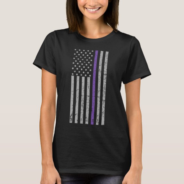 Erinnerungen Matter Alzheimer USA Flag Lila Strip T-Shirt (Vorderseite)