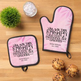 Erinnerungen Nicht Kalorien hell rosa Ofenhandschuh & Topflappen-Set