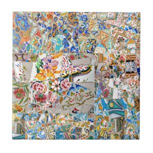 Erinnerungen. Park Güell. Großes Mosaik. Teil 1. Fliese