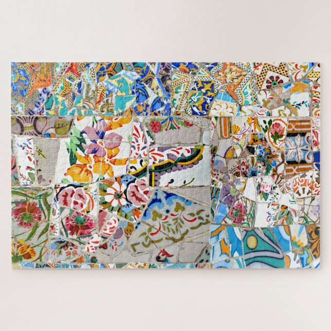 Erinnerungen. Park Güell. Großes Mosaik. Teil 1. Puzzle (Horizontal)