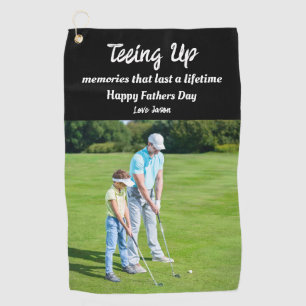 Erinnerungen Väter Tag Foto Geschenk Schwarz Golfhandtuch