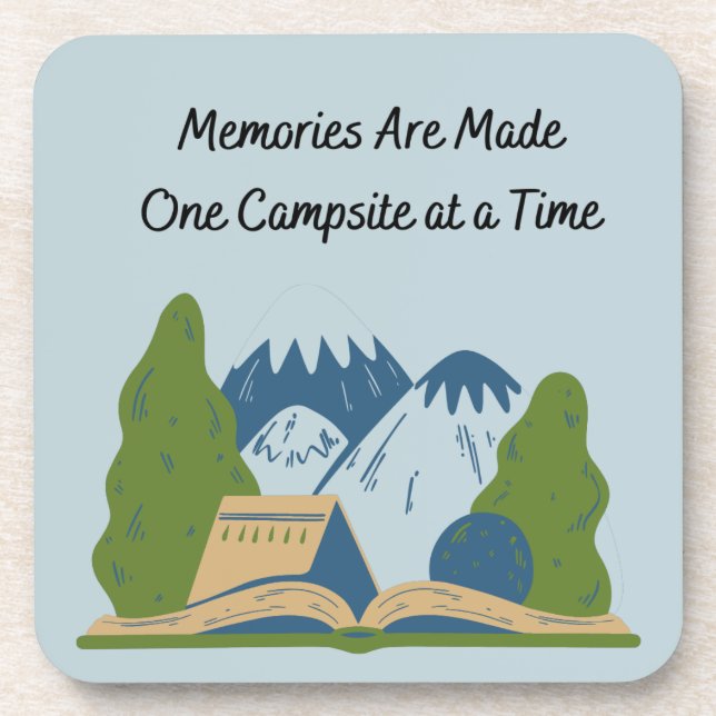 Erinnerungen werden jeweils auf einem Campingplatz Getränkeuntersetzer (Vorderseite)