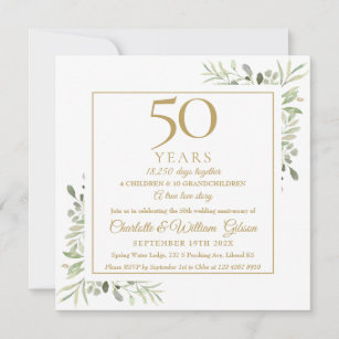 Erinnerungen zum 50. Geburtstag der Hochzeit Grünf Einladung