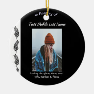 Erinnerungsandenken Feder Tribal Boho  Keramik Ornament