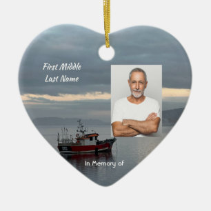 Erinnerungsandenken Fischerboot Fischer Keramik Ornament