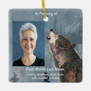 Erinnerungsandenken Heulender Wolf Kunst Keramikornament