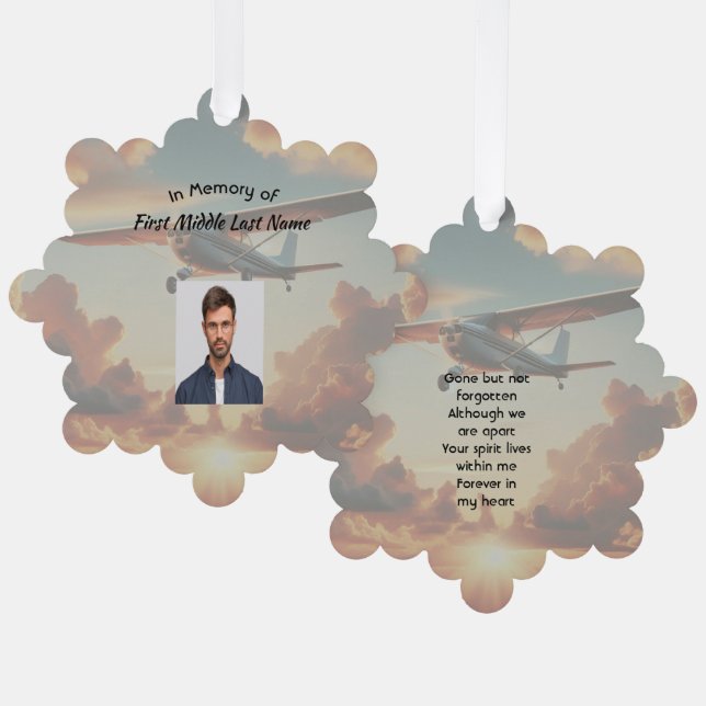 Erinnerungsandenken Pilot-Flugzeug Sonnenuntergang Ornament Karte (Vorderseite/Rückseite)