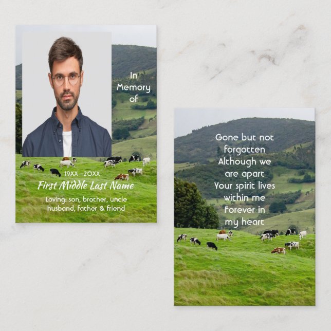 Erinnerungsandenken Rindvieh Farm Landschaft Visitenkarte (Vorne/Hinten)