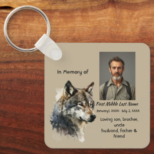 Erinnerungsandenken Wasserfarbe Wolf Tiere Schlüsselanhänger