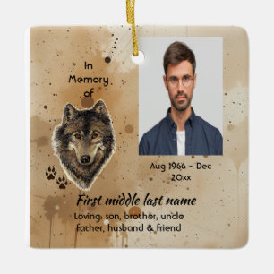 Erinnerungsandenken Wolf Wölfe Tier Keramikornament