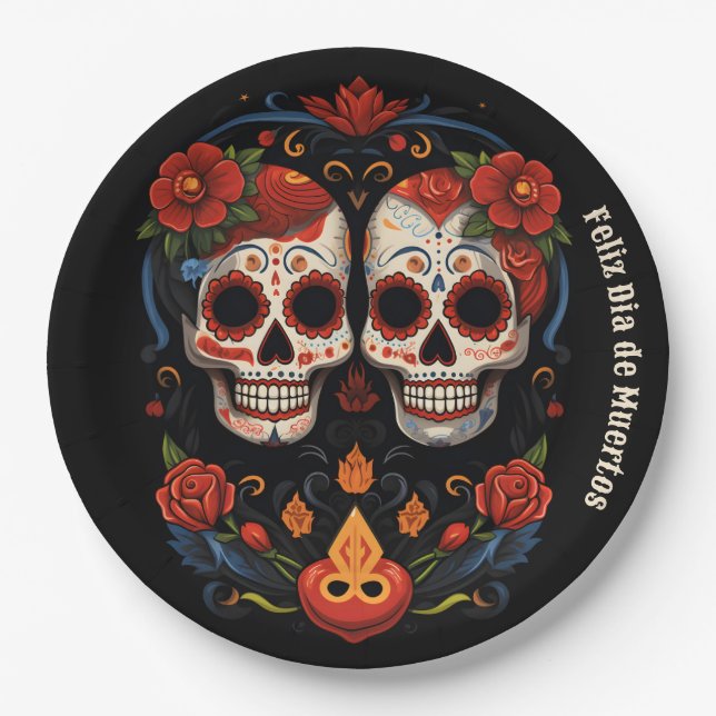 🌹 Erinnerungsblooms: Dia de Muertos 🌹 Tribut Pappteller (Vorderseite)