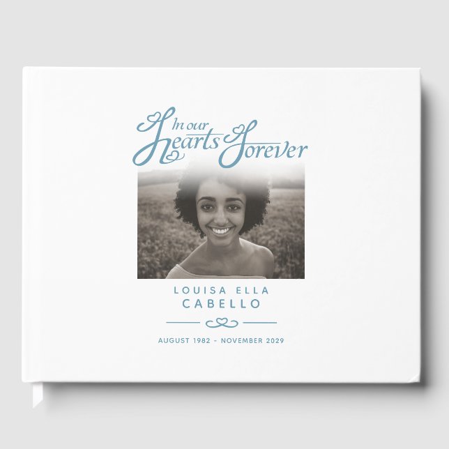 Erinnerungsbuch behalten in unserem Herzen weiß bl Gästebuch (Vorderseite)