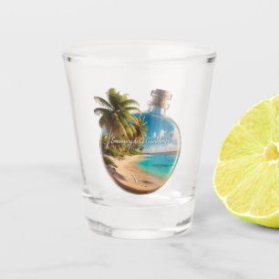 Erinnerungsflasche Guadeloupe: Tropischer Strand Schnapsglas