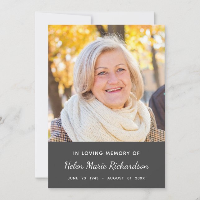 ErinnerungsFoto-Beileid-Beileid danken Ihnen Dankeskarte (Vorderseite)