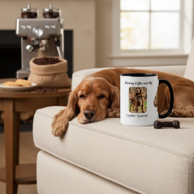 Erinnerungsfoto Cocker Spaniel  Braun Personalisie Tasse ( Elegant Cocker Spaniel Photo Keepsake Mug, customize, Add pets name and photo)