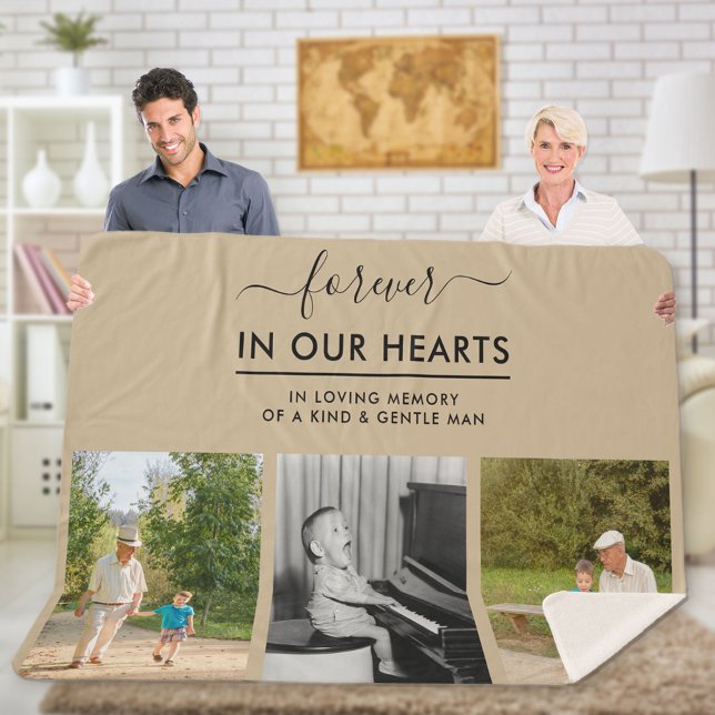 Erinnerungsfoto Collage Forever in Hearts Beige Sherpadecke (Von Creator hochgeladen)