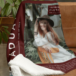 Erinnerungsfoto- und Zitat-Abschlussgeschenk Burgu Fleecedecke