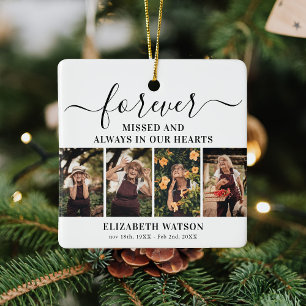 ErinnerungsfotoCollage Für immer in unserem Herz Keramikornament
