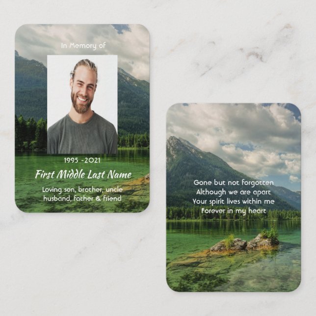 Erinnerungsgeschenk Bergsee-Landschaft Visitenkarte (Vorne/Hinten)