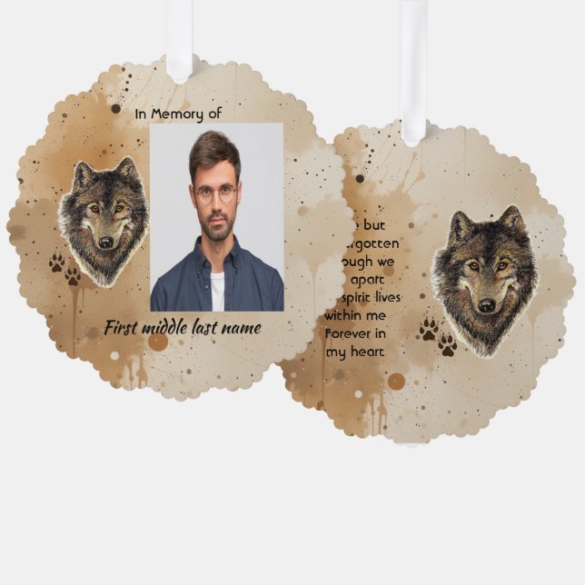 Erinnerungsgeschenk Wolf Wölfe Tier Ornament Karte (Vorderseite/Rückseite)