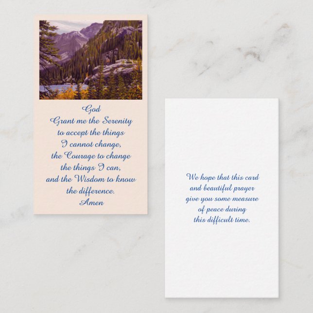 Erinnerungskarte für Beileid Visitenkarte (Vorne/Hinten)