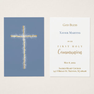 Erinnerungskarte zur Erstkommunion Goldenes Kreuz