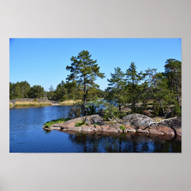 Erinnerungsmomente Schweden skandinavien Fjord Poster (Vorne)