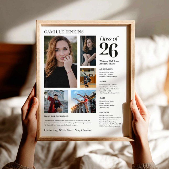 Erinnerungsplakat mit Foto-Collage Abschlussjahrga Poster (Class of 2026 Graduation Photo Collage Poster)