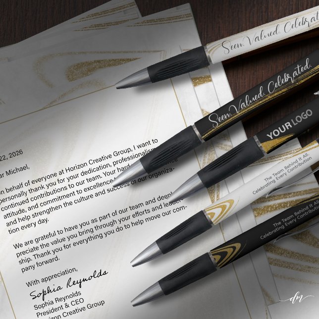 Erinnerungsstift | Heller Goldakzent Kugelschreiber (Celebrate every contribution with meaningful recognition and appreciation.)