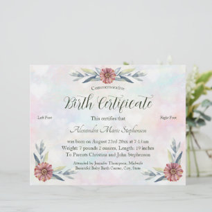 Erinnerungszertifikat "New Baby Footprint"