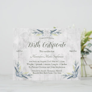 Erinnerungszertifikat "New Baby Footprint"