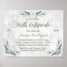 Erinnerungszertifikat "New Baby Footprint" Poster