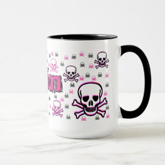 Erins rosa u. schwarze Schädel Tasse