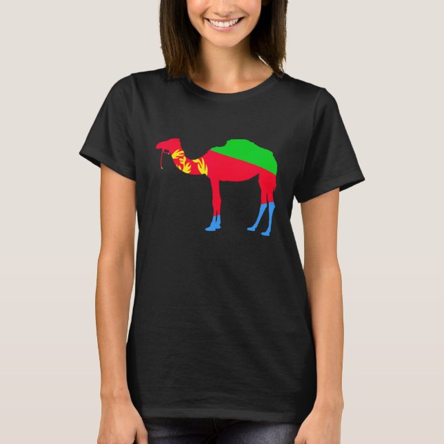 Eritrea Camel Flag Tigrinya Eritrea Karte Symbol T-Shirt (Vorderseite)