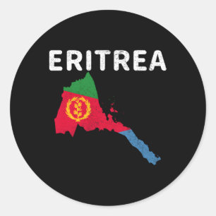 Eritrea Eritrean Map Flag Africa Gold Olive Branch Runder Aufkleber