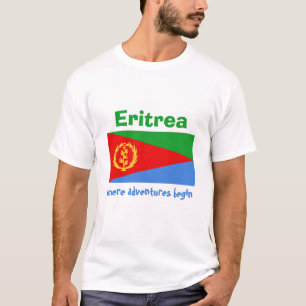 Eritrea-Flagge + Karte + Text-T - Shirt