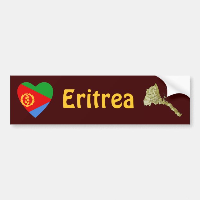 Eritrea-Flaggen-Herz + Karten-Autoaufkleber Autoaufkleber (Vorne)